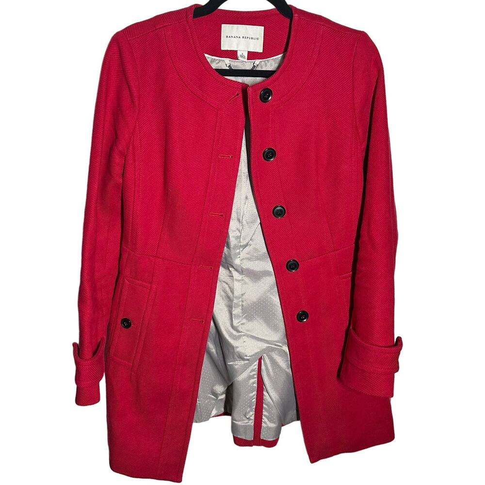 Banana Republic Women's Crimson Red Coat Buttons Size Small Valentine's Day